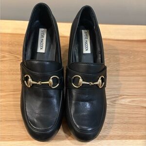 Steve Madden Black Flats with Gold Buckle